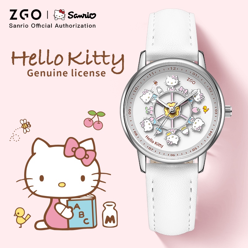 ​ZGO x Sanrio HelloKitty นาฬิกาผู้หญิง นาฬิกาข้อมือทรงกลม กันน้ำ ไอเดียของขวัญวันเกิด สำหรับนักเรียนหญิง 2121​