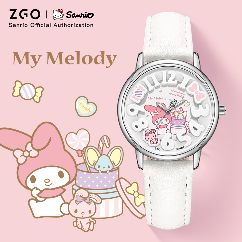 ZGO Sanrio Melody นาฬิกาข้อมือ สําหรับเด็กผู้หญิง นักเรียนมัธยมต้น ของขวัญคริสต์มาส 2130