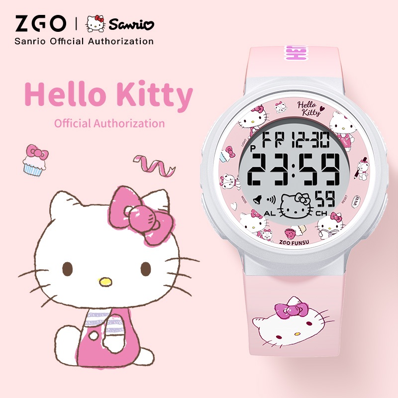 ZGO x Sanrio HelloKitty นาฬิกา ดิจิตอล กันน้ำ อเนกประสงค์ สำหรับ เด็ก นักเรียน หญิง ของขวัญ เด็ก 8551