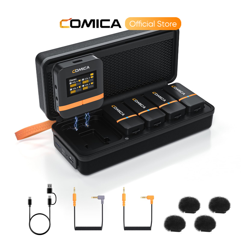 COMICA Vimo Q ไมโครโฟนไร้สายหนึ่งถึงสามสี่ตัว 48khz 24bit พร้อม AI ลดเสียงรบกวน น้ําหนักเบาพิเศษ 16h ความอดทนยาวนานเป็นพิเศษ 200M ระยะการทํางานยาวนานเป็นพิเศษ