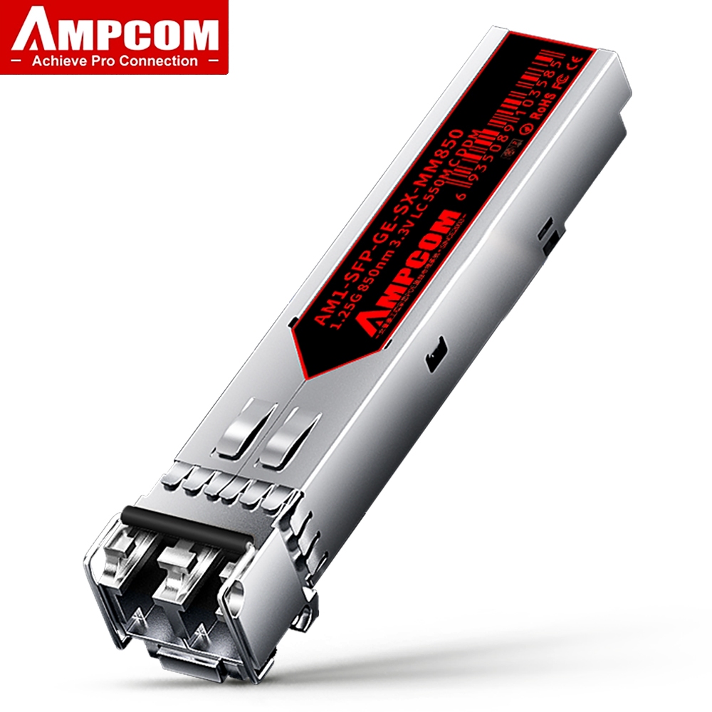Ampcom 1.25G LC SFP Multi-mode Duplex Optic โมดูล 1000BASE-SX SFP 850nm 550m DOM LC MMF Transceiver โมดูล