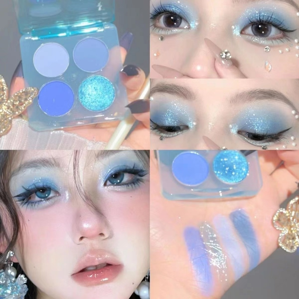 Jennysee Denim Blue Smoked Black Red Four-Color Eyeshadow Malachite Green Secret Blue Eye Makeup