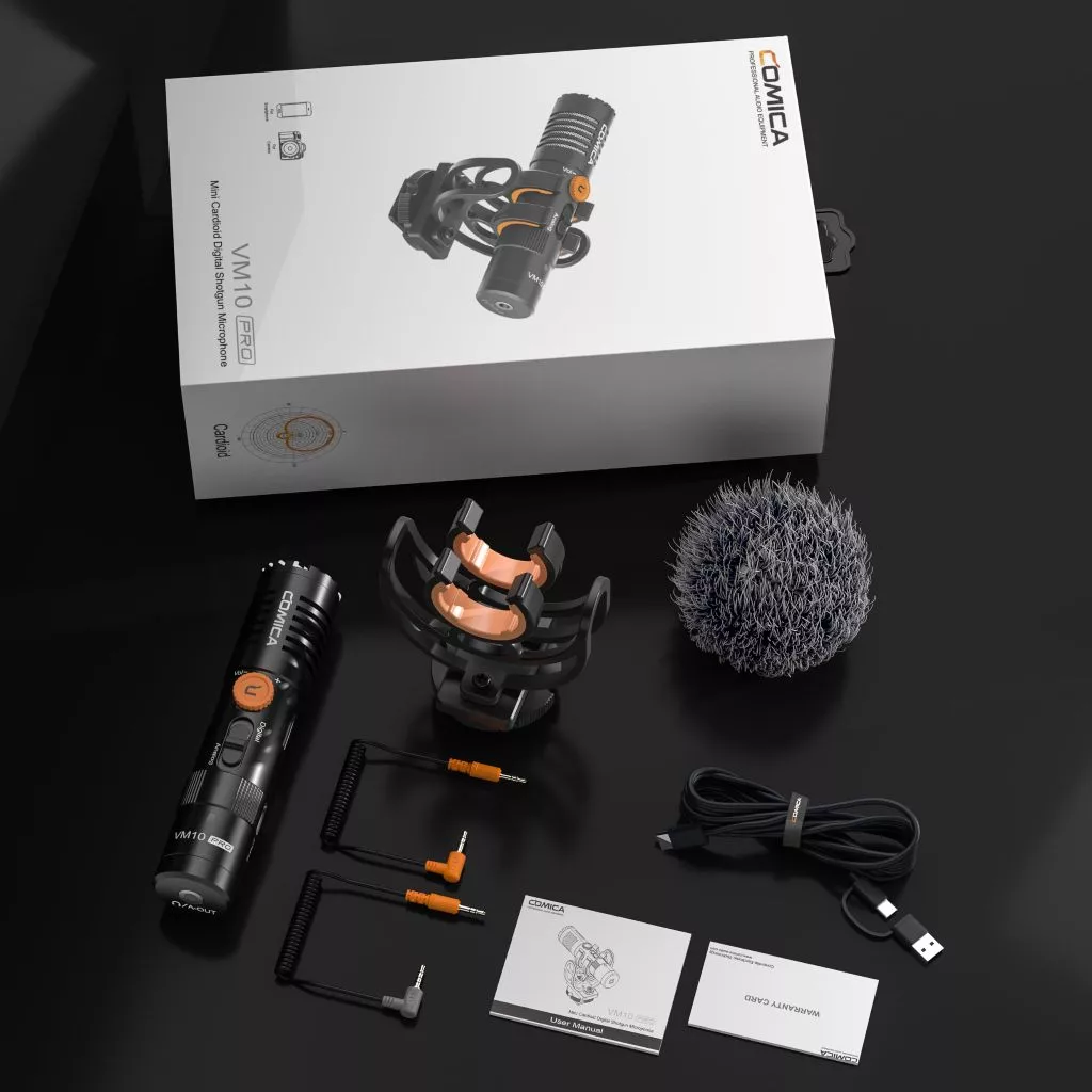 COMICA VM10 Pro Shotgun Microphone Plug and Play แบบไม่มีแบตเตอรี่พร้อม Shock Mount, Gain Control และ Wind Muff, ไมโครโฟนวิดีโอสําหรับสมาร์ทโฟน, กล้อง DSLR, Comp thumbnail 10