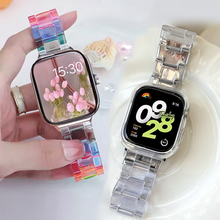 Clear Rainbow สาย Redmi Watch 4 Strap TPU Soft เคส Redmi Watch 4 Case Plastic Redmi watch 4 Watchban