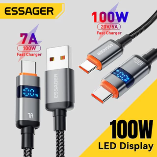 สายชาร์จเร็ว EssagerC-C/AC แกนทองแดงหนา จอแสดงผลดิจิตอล กําลังชาร์จ ชิป E-Marker ในตัว