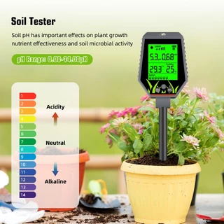 Yieryi 6-in-1 เครื่องตรวจจับดินสวนดิน PH Fertility Tester หม้อโหลด EC Moisture, ค่าแสง, อุณหภูมิและความชื้นเครื่องมือวัดสําหรับสวน, ฟาร์มแลนด์ผัก
