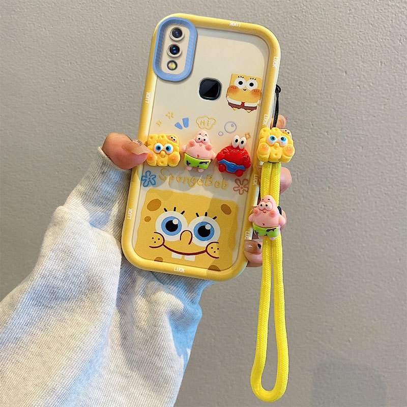 Anti-drop ซิลิโคนนุ่มการ์ตูนสามมิติตุ๊กตาสายคล้องมือเคสโทรศัพท์เหมาะสําหรับ Vivo V9/Y85/V9 เยาวชน/Y89/Z3X