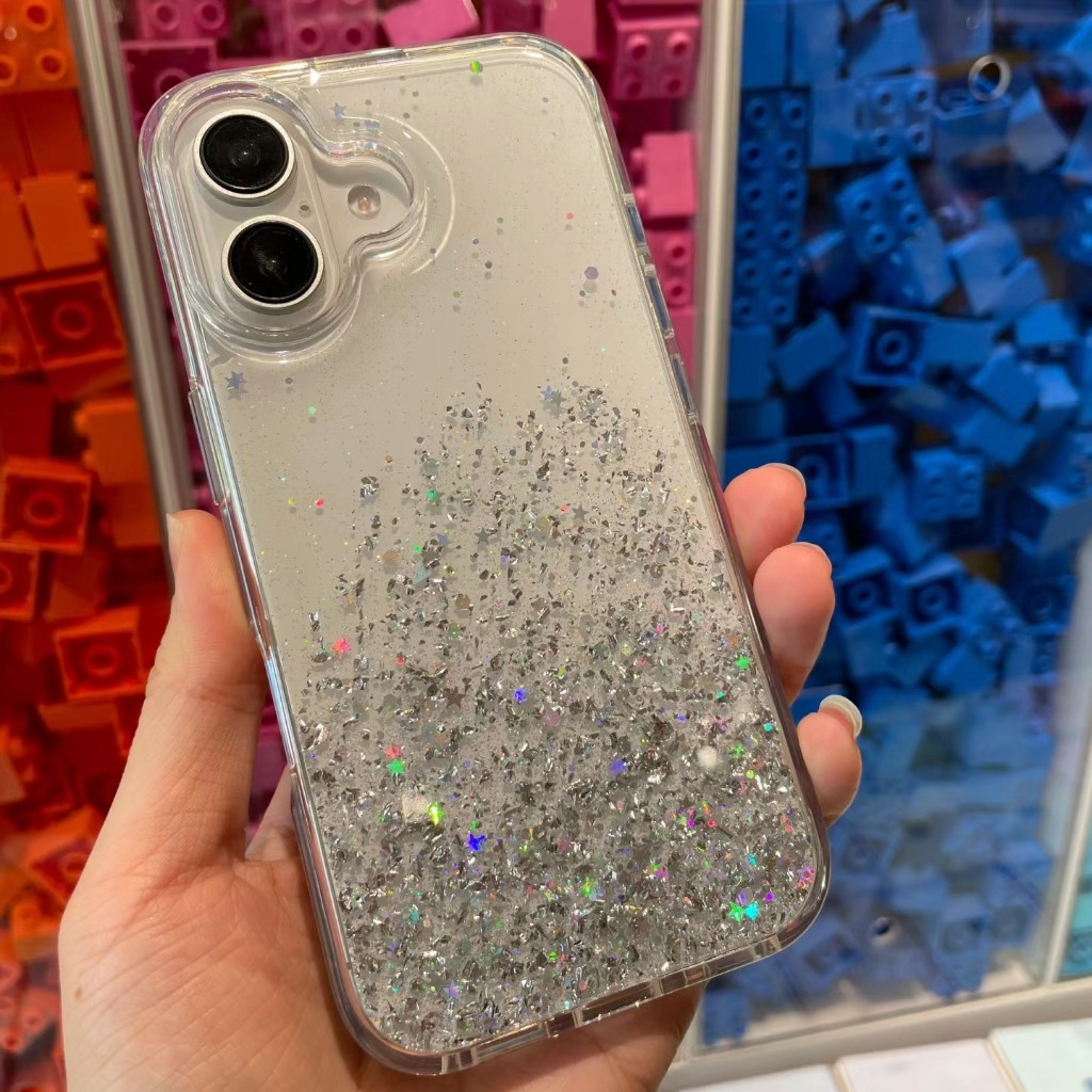 เคสโทรศัพท์ พิมพ์ลายดาว กลิตเตอร์ สีใส สำหรับ for iPhone 16 15 pro max 14 pro max 13 Pro Max se 2020 11 Pro Max 6 6s 7 8 Plus X XS Max XR