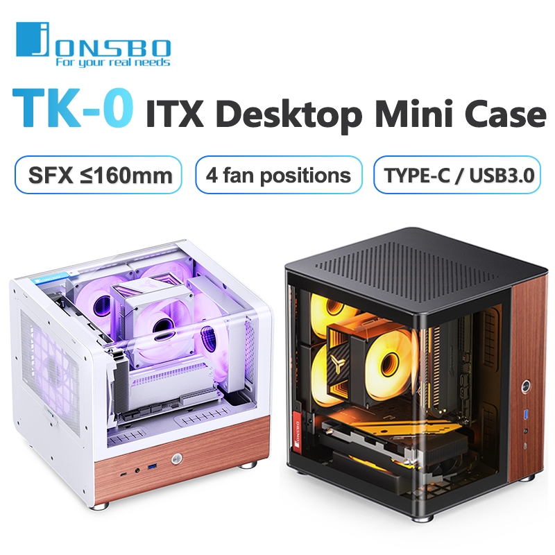 JONSBO TK-0 ITX เคสเดสก์ท็อปด้านข้างโปร่งใสกระจกโค้งคอมพิวเตอร์สําหรับเล่นเกม MINI Case รองรับแหล่งจ