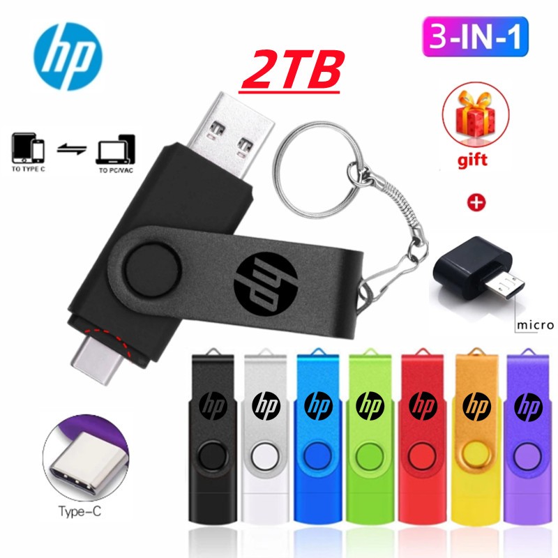 2tb OTG 3 in 1 USB Micro Type-C แฟลชไดรฟ์ความเร็วสูง 1TB 512GB 256GB 128GB สําหรับแล็ปท็อปสมาร์ทโฟน Android