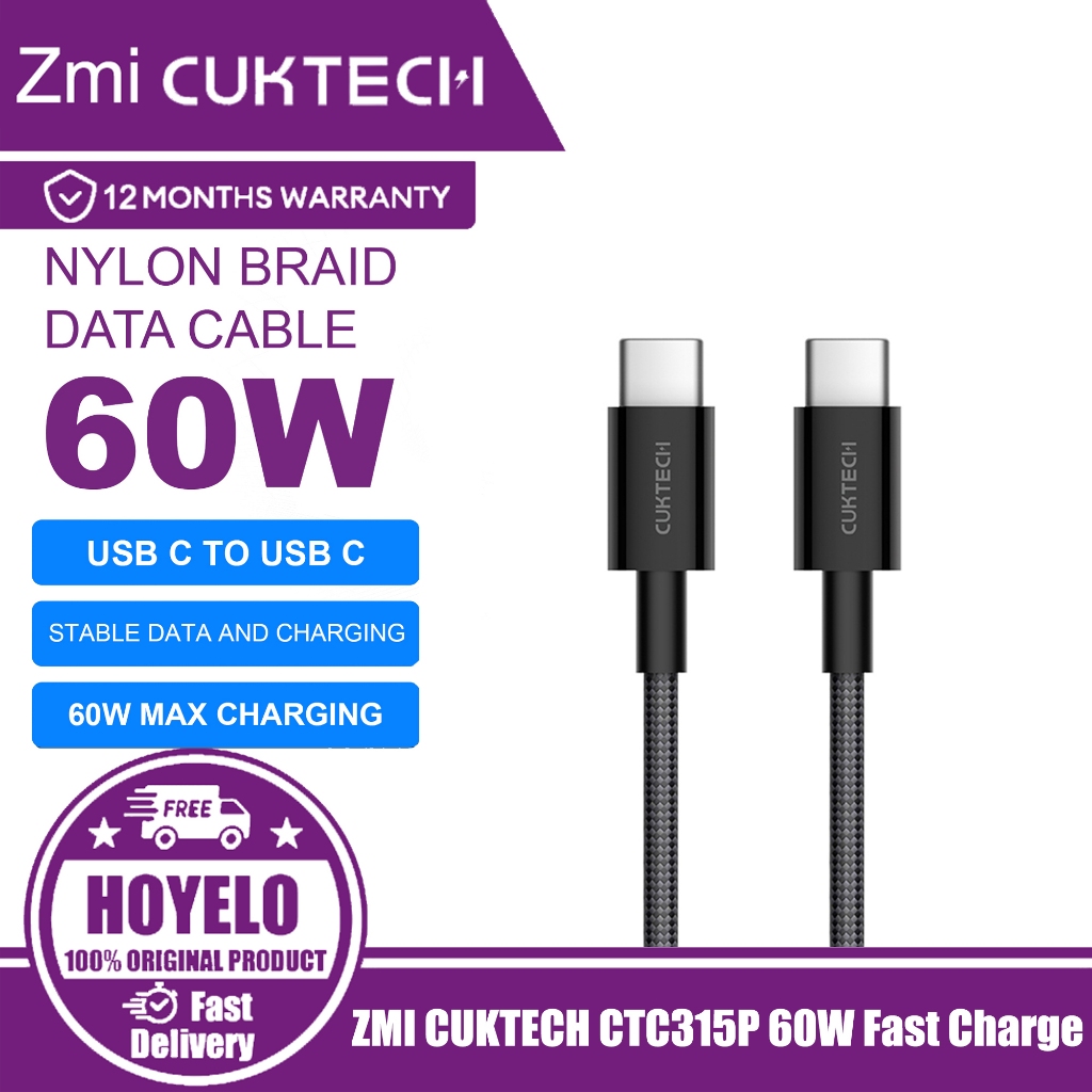 ZMI CUKTECH CTC315P Nylon Braided USB-C to USB-C 60W 1.5m PD Fast Charge