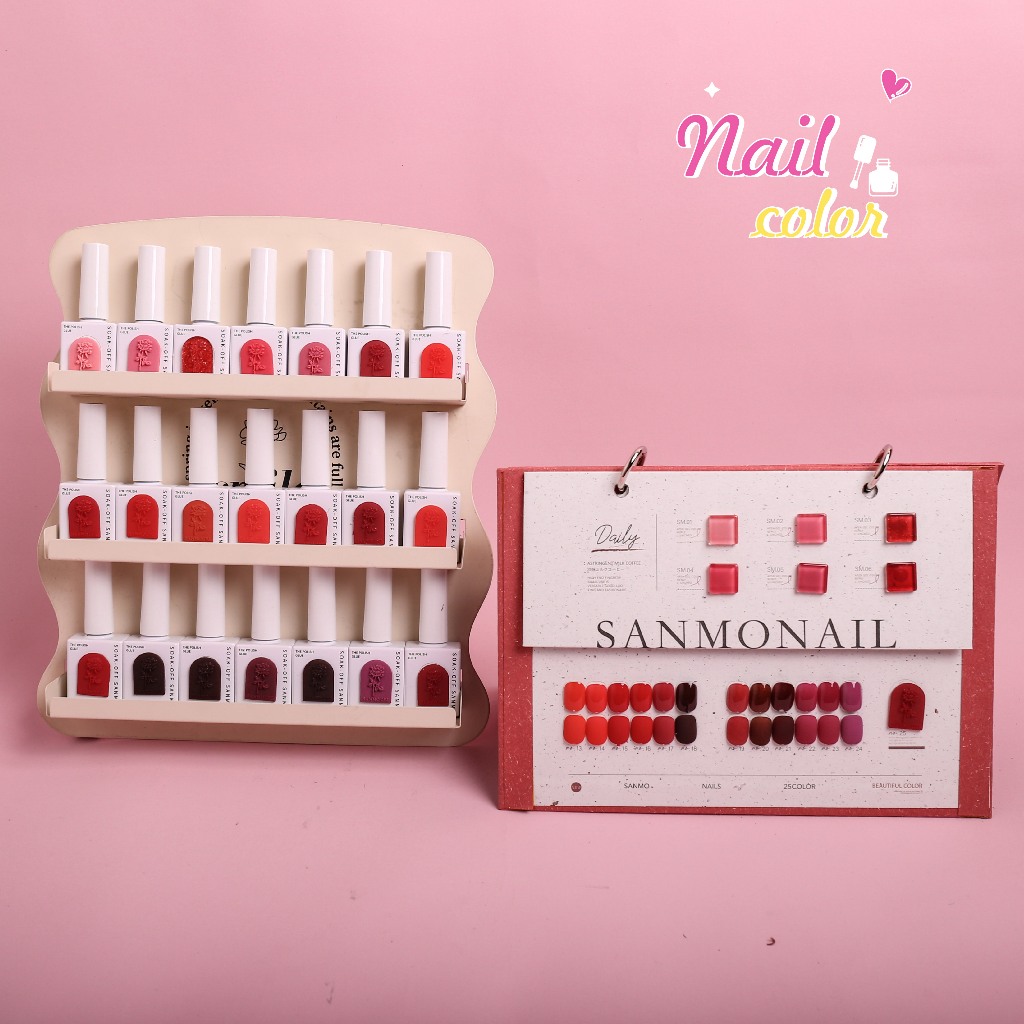 [สต็อก] ซาโน25 สีฟรีการ์ดสีปีใหม่สีแดงยาทาเล็บชุดร้านทําเล็บ