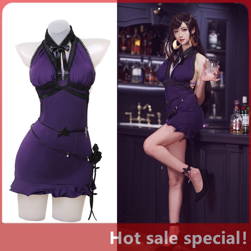 【HX-YAO】Final Fantasy VII Tifa cosplay costumes FF7 Tifa Lockhart เครื่องแต่งกายเกมคอสเพลย์