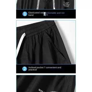 กางเกงเท่ๆ กางเกงขายาวผู้ชาย กางเกงชายไซส์ใหญ่ M-4XL Oversize เชือก ดํา 4 สี เกาหลี