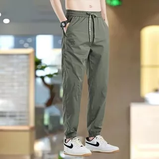 กางเกงเท่ๆ กางเกงขายาวผู้ชาย กางเกงชายไซส์ใหญ่ M-4XL Oversize เชือก ดํา 4 สี เกาหลี