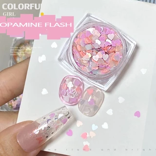เลื่อมที่มีสีสัน หัวใจสีชมพูดอกไม้ Bow Moon น่ารัก Girly เล็บ Art DIY Charms ตกแต่งหวาน Critical Strike เล็บเลื่อมตกแต่งเล็บ