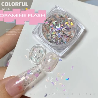 เลื่อมที่มีสีสัน หัวใจสีชมพูดอกไม้ Bow Moon น่ารัก Girly เล็บ Art DIY Charms ตกแต่งหวาน Critical Strike เล็บเลื่อมตกแต่งเล็บ