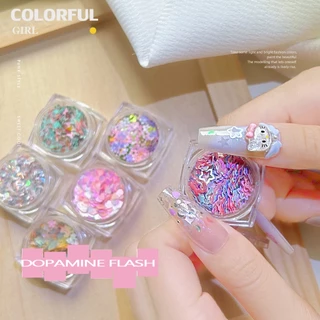 เลื่อมที่มีสีสัน หัวใจสีชมพูดอกไม้ Bow Moon น่ารัก Girly เล็บ Art DIY Charms ตกแต่งหวาน Critical Strike เล็บเลื่อมตกแต่งเล็บ