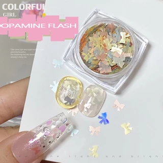 เลื่อมที่มีสีสัน หัวใจสีชมพูดอกไม้ Bow Moon น่ารัก Girly เล็บ Art DIY Charms ตกแต่งหวาน Critical Strike เล็บเลื่อมตกแต่งเล็บ
