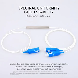 เอสซี UPC 1x2 PLC ตัวแยก SM 0.9 มม. ไฟเบอร์ออปติกเหล็กชนิด minitube ตัวแยก SM 0.9 มม. 1 เมตร FTTH ไฟเบอร์ออปติก SC APC PLC ตัวแยก