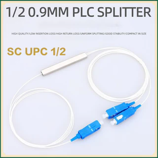 เอสซี UPC 1x2 PLC ตัวแยก SM 0.9 มม. ไฟเบอร์ออปติกเหล็กชนิด minitube ตัวแยก SM 0.9 มม. 1 เมตร FTTH ไฟเบอร์ออปติก SC APC PLC ตัวแยก