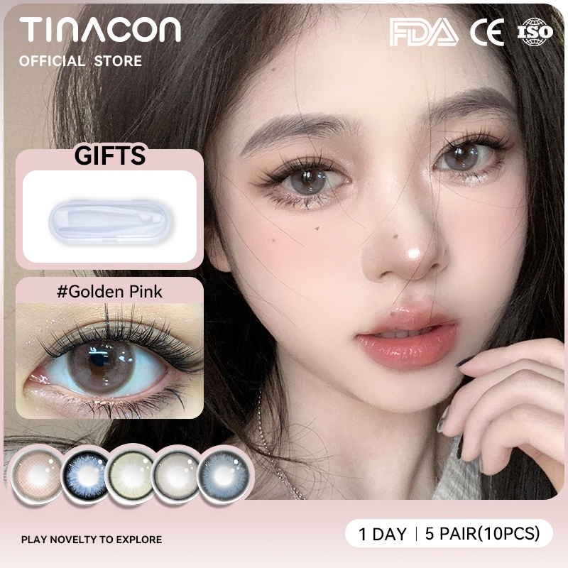 Tinacon 10 ชิ้นคอนแทคเลนส์นุ่มคอนแทคเลนส์รายวันพร้อมเกรด (0.0~ 8.0) DIA 14.2/14.5 มม.