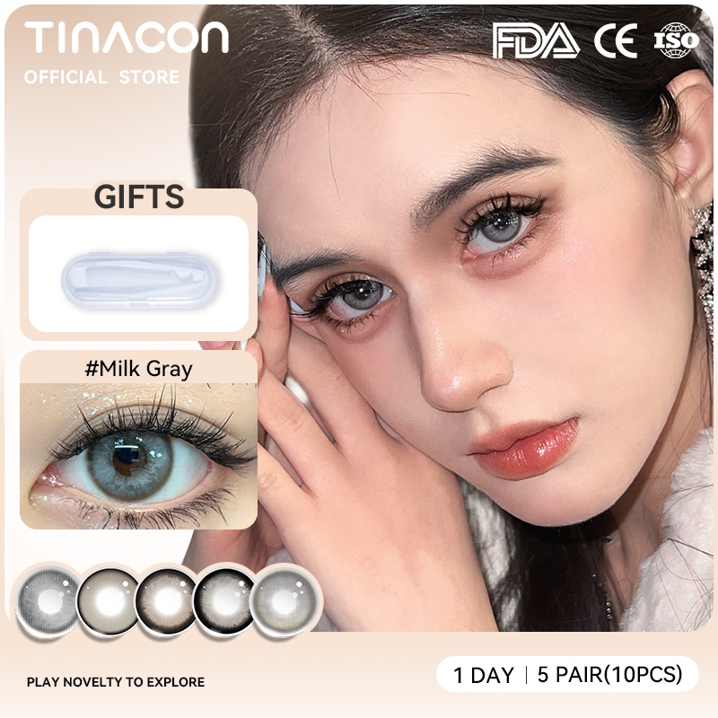 Tinacon 10PCS สีนุ่มทุกวันคอนแทคเลนส์ตุ๊กตาเกรดตา(0.0~ 8.0) DIA 14.2/14.5