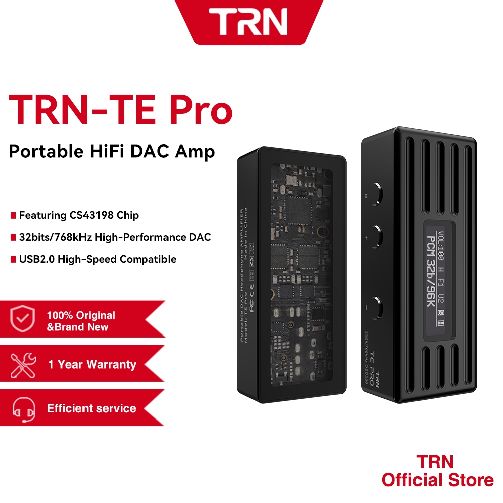 Trn TE Pro ถอดรหัสแบบพกพา DAC เครื่องขยายเสียงหูฟัง AMP Dual CS43198 USB2.0