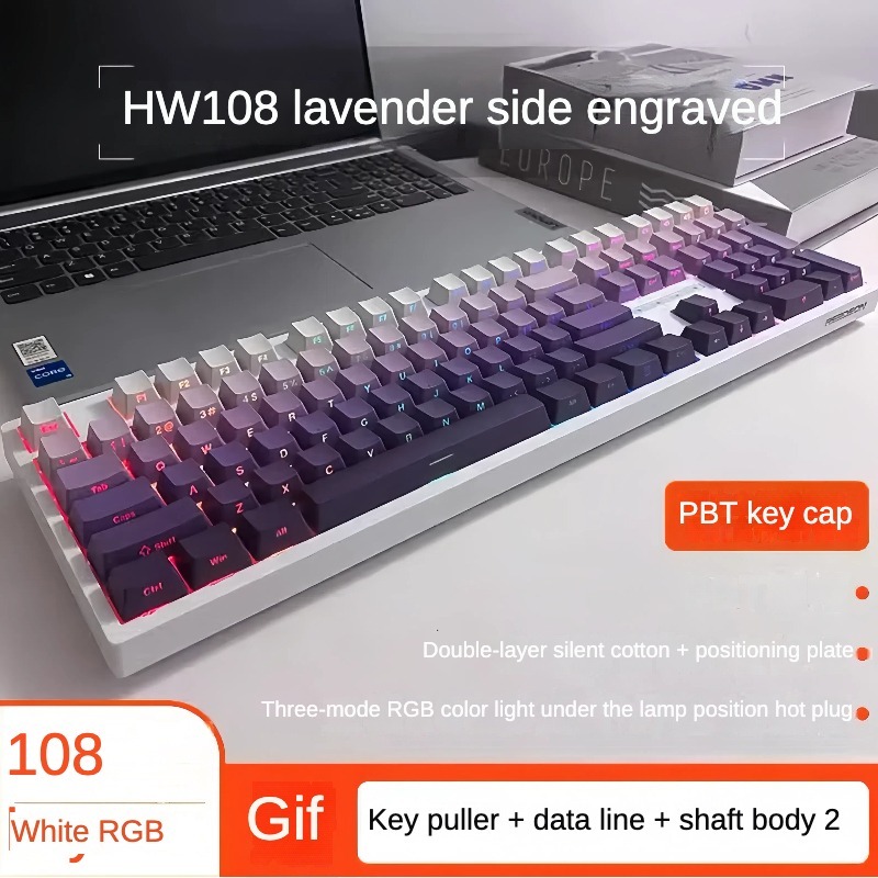 ใหม่! 2024 Lychee gaming HW108 คีย์บอร์ดเกมมิ่งไร้สาย บลูทูธ 108 คีย์ ไฟ RGB 3 โหมด เอฟเฟคไฟ E-sports ปรับแต่งได้ 100%