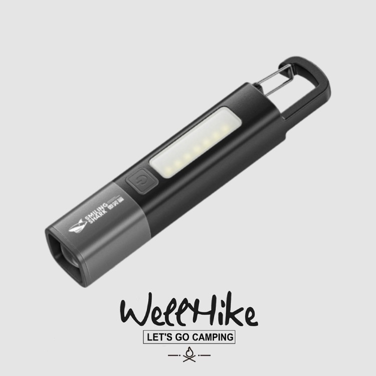 🚚สต็อกพร้อมในกรุงเทพ🚚 Smiling Shark ไฟฉาย XPE COB | โคมไฟ Power Bank ชาร์จ USB Zoomable | เหมาะสําหรับการใช้พลังงาน | คุณสมบัติ คลิปคาราบิเนอร์, ที่แขวนแม่เหล็กสําหรับงานหนัก, เหมาะสําหรับเดินป่า, ตั้งแคมป์, ปีนเขา