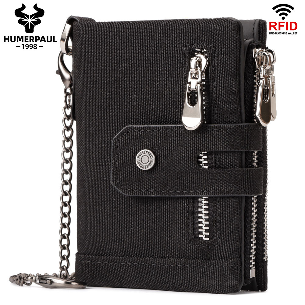 Humerpaul Men For Wallet ผ้า Oxford พร้อม cowhide วัสดุความจุสูง BU129