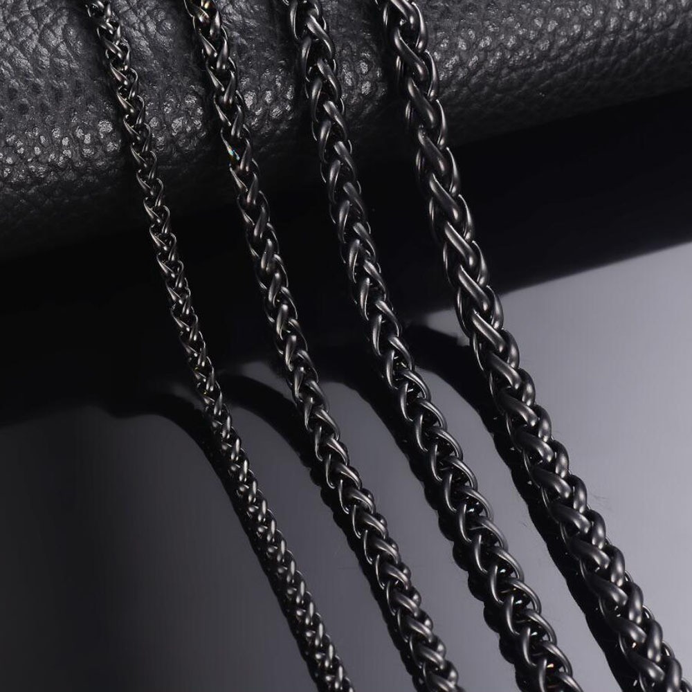 1 ชิ้นแฟชั่นสีดําสี Keel Link Chain สร้อยคอสําหรับผู้ชาย Hiphop สร้อยคอโซ่สแตนเลส