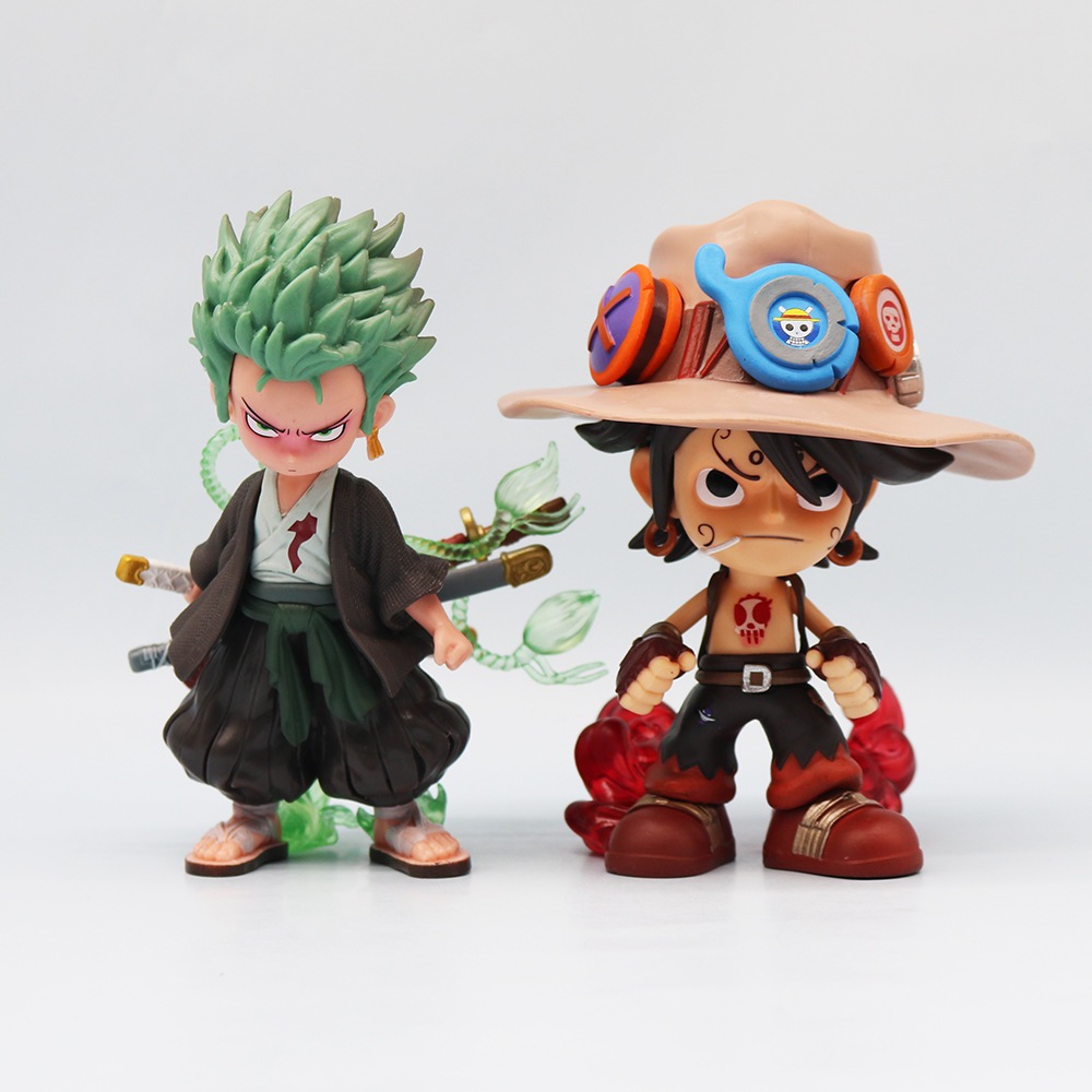 1 ชิ้น 14.5 ซม.อะนิเมะ One Piece Action Figure คาวบอย Portgas D Ace Roronoa Zoro GK รูปปั้นรุ่น Q PVC ตัวเลขการกระทําตุ๊กตาของเล่น