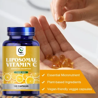 Vitalift Liposomal Vitamin C 1600mg - การดูดซึมสูง, VIT C ละลายไขมัน, อาหารเสริมต้านอนุมูลอิสระ, การซึมผ่านระบบภูมิคุ้มกันและบูสเตอร์คอลลาเจน