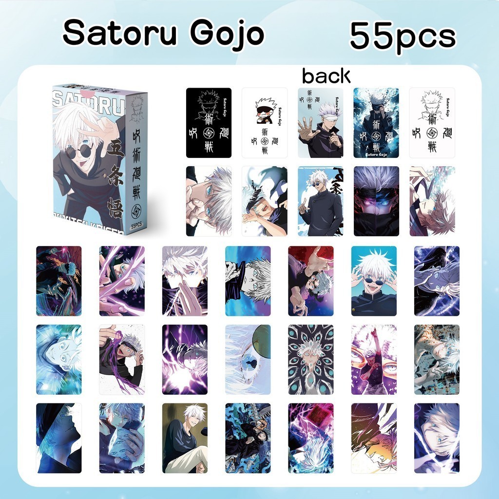 55pcs Manga Manhwa Laser Holographic Lomo Cards LIGHT AND NIGHT Satoru Gojo Checkmate One Piece Phot