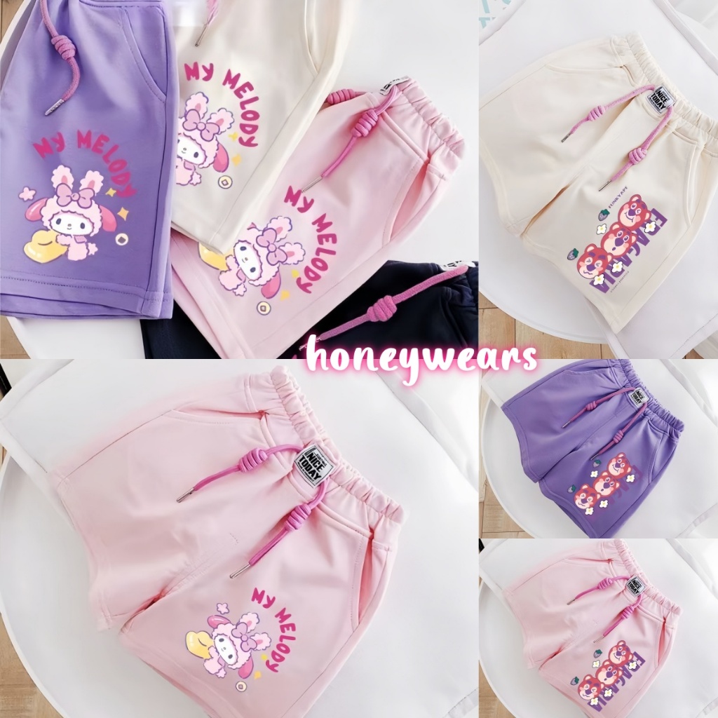 honeywears⚡️พร้อมส่ง⚡️กางเกงขาสั้นเด็ก งานสกรีนลายน่ารัก สีหวานสดใส สไตล์เกาหลี ฤดูร้อน ไซส์ 120-160