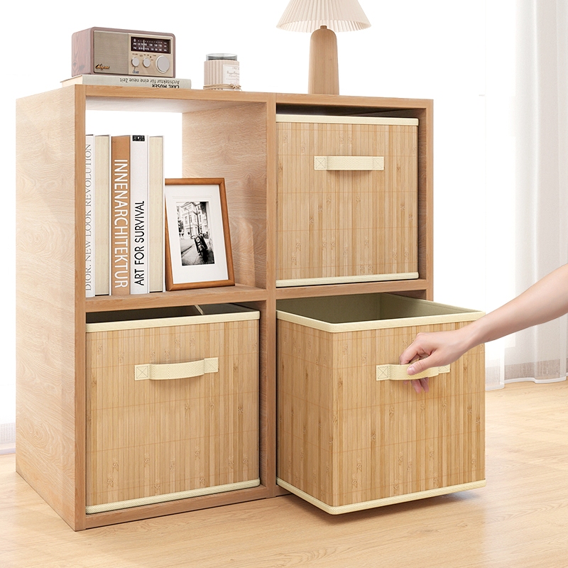 กล่องไม้ไผ่พับได้ กล่องเก็บของอเนกประสงค์ มีที่จับ storage box