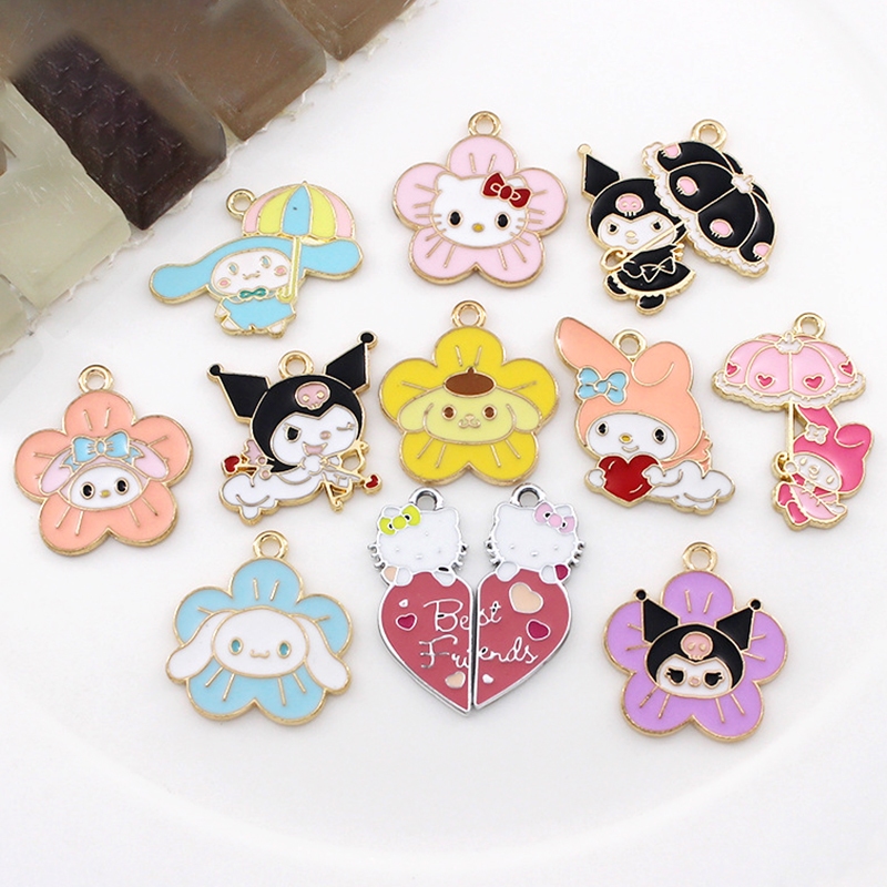2 ชิ้น/ล็อต Kuromi Melody โลหะผสมเคลือบจี้ DIY เครื่องประดับอุปกรณ์เสริม Charms สําหรับผู้หญิง, Key Chain/ต่างหู/สร้อยคอจี้ Handmade DIY เครื่องประดับ 063