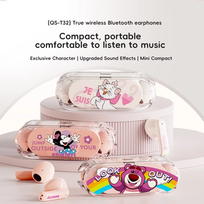 Disney QS-T32 หูฟังบลูทูธคุณภาพเสียงไฮไฟการโทร HD คุณภาพ Latency ต่ํา