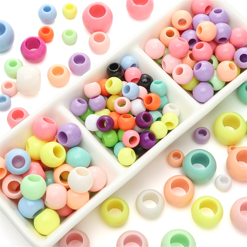 [6-20 มม.] ไอศกรีมสีลูกปัดหลุมขนาดใหญ่สีทึบลูกปัดอะคริลิค ทําเอง เครื่องประดับทําด้วยมืออุปกรณ์เสริม