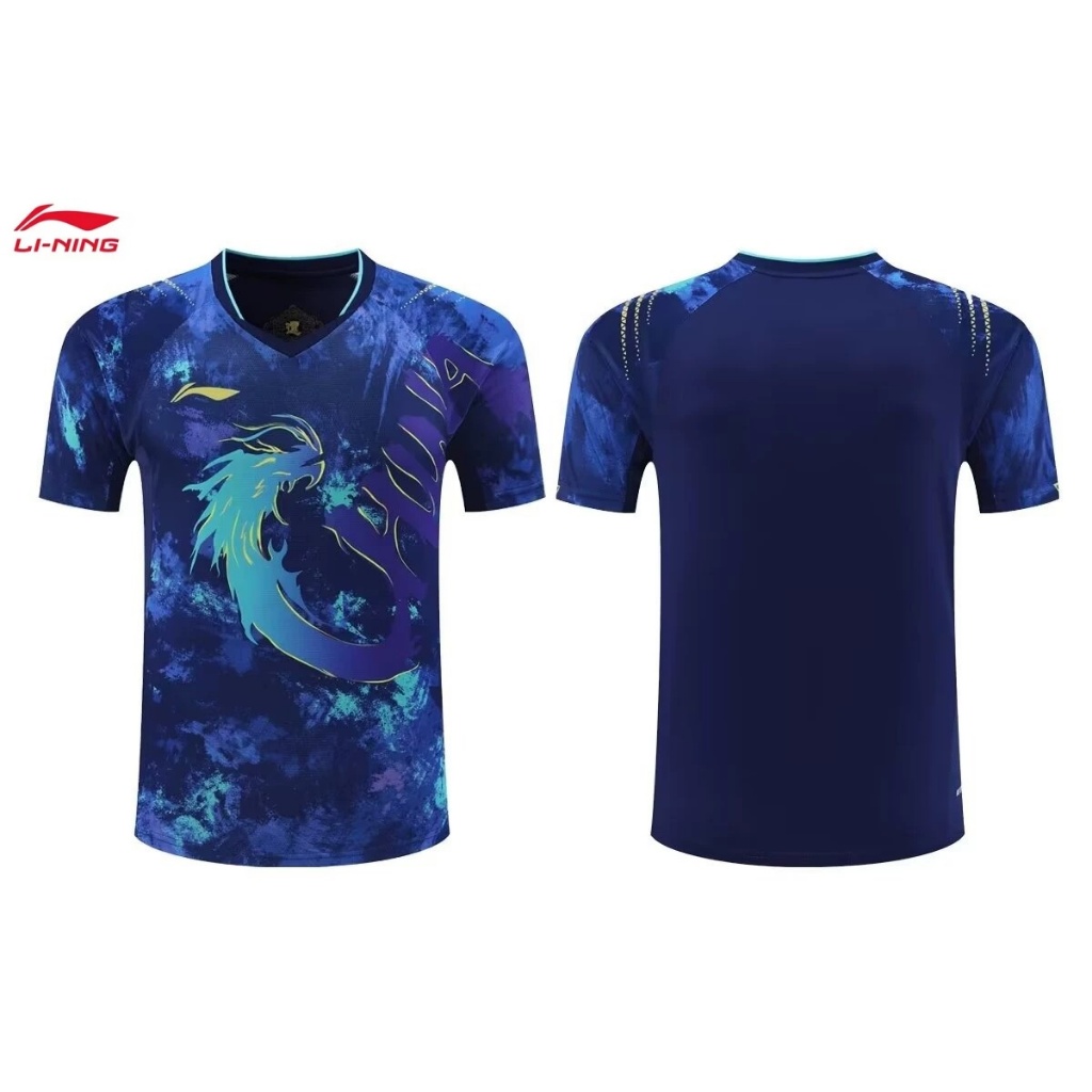 LI NING ลี้ และ 2024 แฟชั่นเสื้อฝึกแบดมินตันใหม่สําหรับผู้ชายและผู้หญิงสวมใส่คู่นุ่มสบายแขนสั้นกีฬาและสันทนาการด้านบน