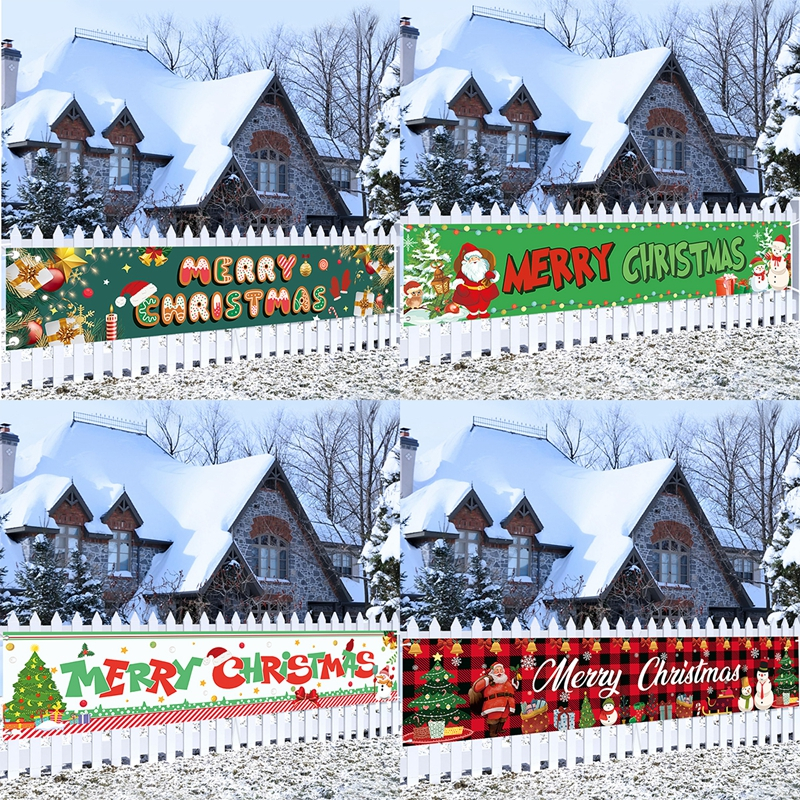 40*200 ซม.น่ารัก Merry Christmas แบนเนอร์ต้นคริสต์มาสรูปแบบพื้นหลัง Baner การถ่ายภาพ Props ตกแต่งคริสต์มาส Christmas Party Supplies