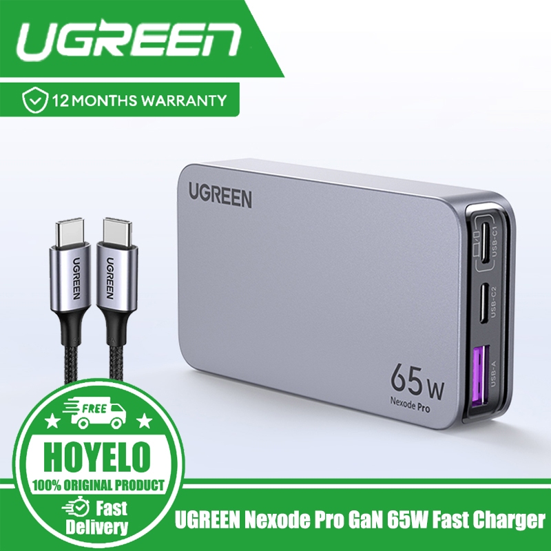 Ugreen GaN 65W อะแดปเตอร์ชาร์จเร็วบางเฉียบ 3 พอร์ต GaN Compact Fast PPS Wall Charger