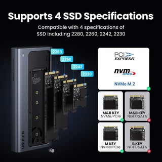 UGREEN 40Gbps M.2 NVME SSD Enclosure อะแดปเตอร์คอมพิวเตอร์ USB 4 NVMe protocol M.2 hard disk Enclosure USB4 NVMe Protocol M.2 solid state drive Enclosure