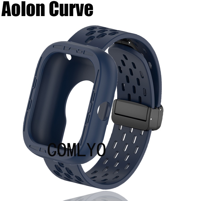 For AOLON Curve สําหรับ ฉันเสียใจ เส้นโค้ง สมาร์ทสายนาฬิกากรณีซิลิโคนวงนุ่มครึ่งฝาครอบป้องกันกันชนป้องกันหน้าจอฟิล์มผู้หญิงผู้ชาย