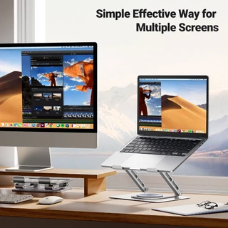 UGREEN ขาตั้งแล็ปท็อปสําหรับโต๊ะแล็ปท็อป Riser Holder ใช้งานร่วมกับ MacBook Pro Air Notebook สูงสุด 17.3 นิ้ว, ขาตั้งคอมพิวเตอร์แบบปรับได้ Ergonomic พร้อมฐานหมุนได้ 360