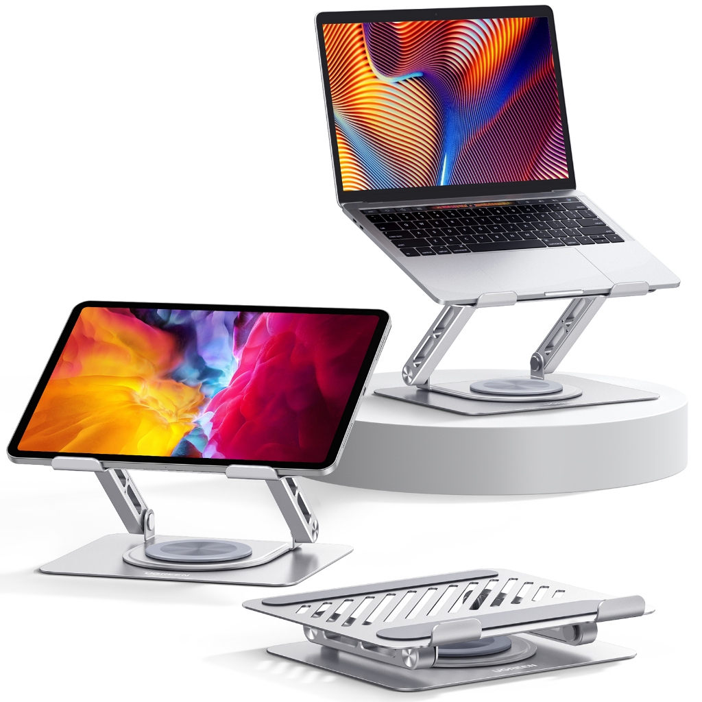 UGREEN ขาตั้งแล็ปท็อปสําหรับโต๊ะแล็ปท็อป Riser Holder ใช้งานร่วมกับ MacBook Pro Air Notebook สูงสุด 17.3 นิ้ว, ขาตั้งคอมพิวเตอร์แบบปรับได้ Ergonomic พร้อมฐานหมุนได้ 360