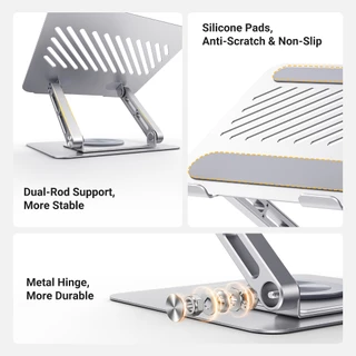 UGREEN ขาตั้งแล็ปท็อปสําหรับโต๊ะแล็ปท็อป Riser Holder ใช้งานร่วมกับ MacBook Pro Air Notebook สูงสุด 17.3 นิ้ว, ขาตั้งคอมพิวเตอร์แบบปรับได้ Ergonomic พร้อมฐานหมุนได้ 360