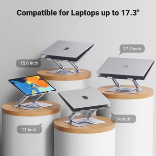 UGREEN ขาตั้งแล็ปท็อปสําหรับโต๊ะแล็ปท็อป Riser Holder ใช้งานร่วมกับ MacBook Pro Air Notebook สูงสุด 17.3 นิ้ว, ขาตั้งคอมพิวเตอร์แบบปรับได้ Ergonomic พร้อมฐานหมุนได้ 360