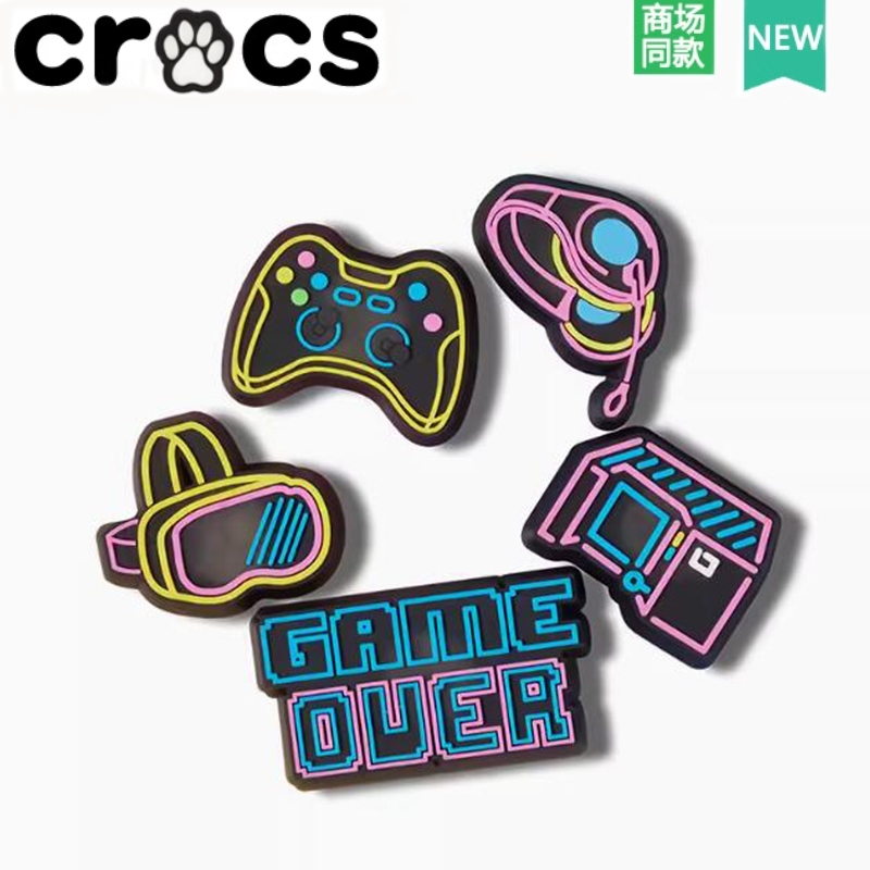 Crocs Crocs Zhibixing Accessories Hole Shoes Flower Fun Cartoon Decorative Buckle Gamer ชุดสี่ชิ้น